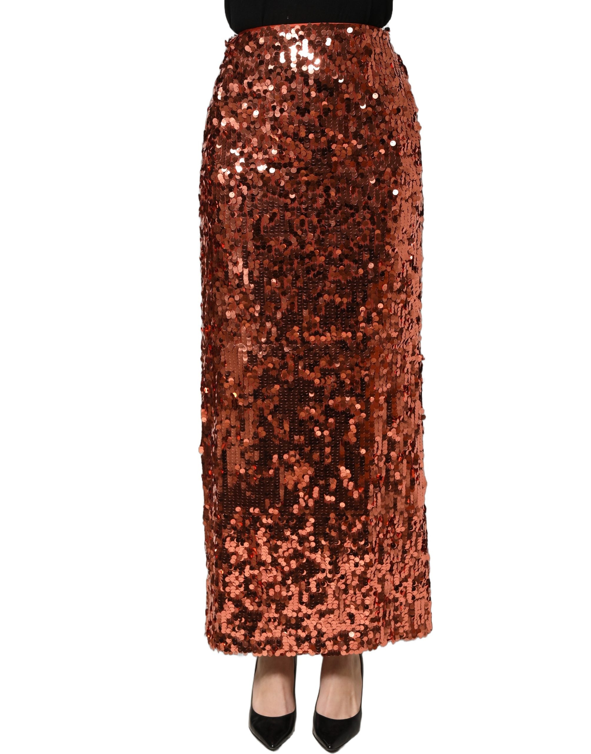 Dolce & Gabbana Dolce & Gabbana Bronze Sequin HighWaist PencilCut Midi Women's Skirt
