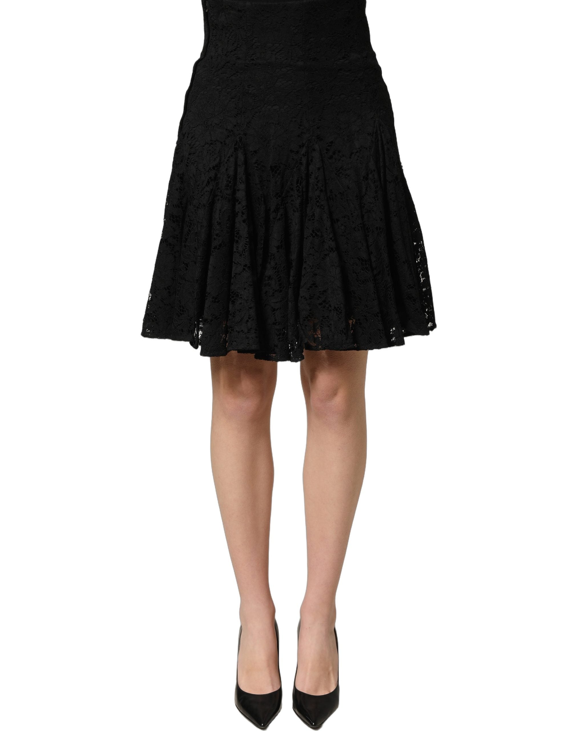 Dolce & Gabbana Dolce & Gabbana Black Floral Cut Out Lace A-line Mini Women's Skirt