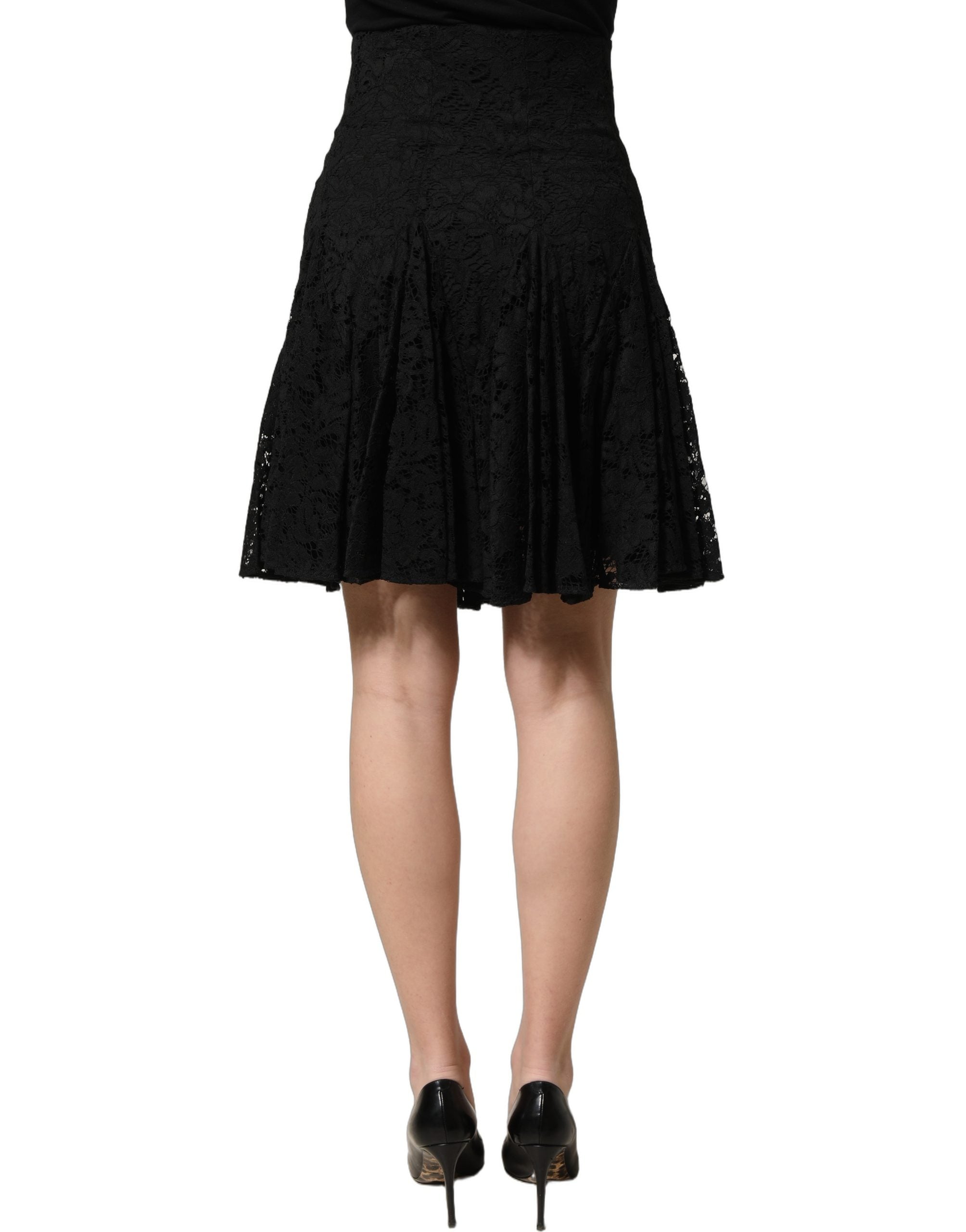 Dolce & Gabbana Dolce & Gabbana Black Floral Cut Out Lace A-line Mini Women's Skirt