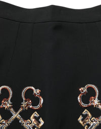 Dolce & Gabbana Black Floral Embellished A-line Mini Women's Skirt