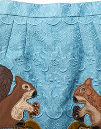 Dolce & Gabbana Blue Jacquard Embroidered A-line Women's Skirt