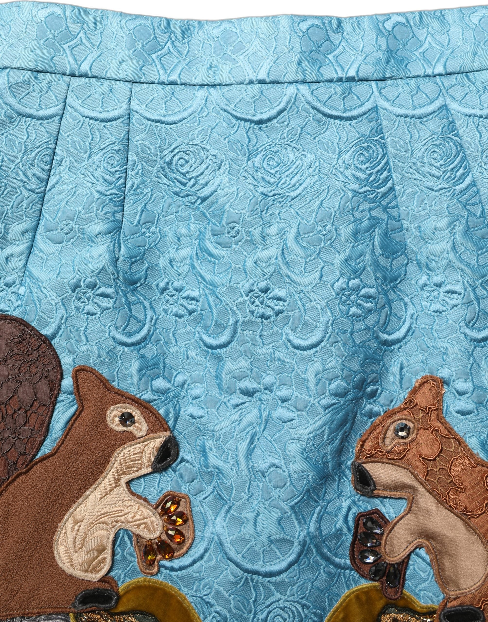 Dolce & Gabbana Blue Jacquard Embroidered A-line Women's Skirt