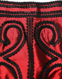 Dolce & Gabbana Dolce & Gabbana Red Soutache Embroidery A-line Mini Women's Skirt
