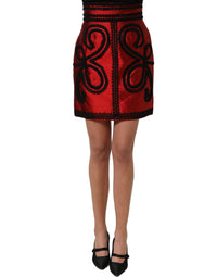 Dolce & Gabbana Dolce & Gabbana Red Soutache Embroidery A-line Mini Women's Skirt