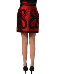 Dolce & Gabbana Dolce & Gabbana Red Soutache Embroidery A-line Mini Women's Skirt