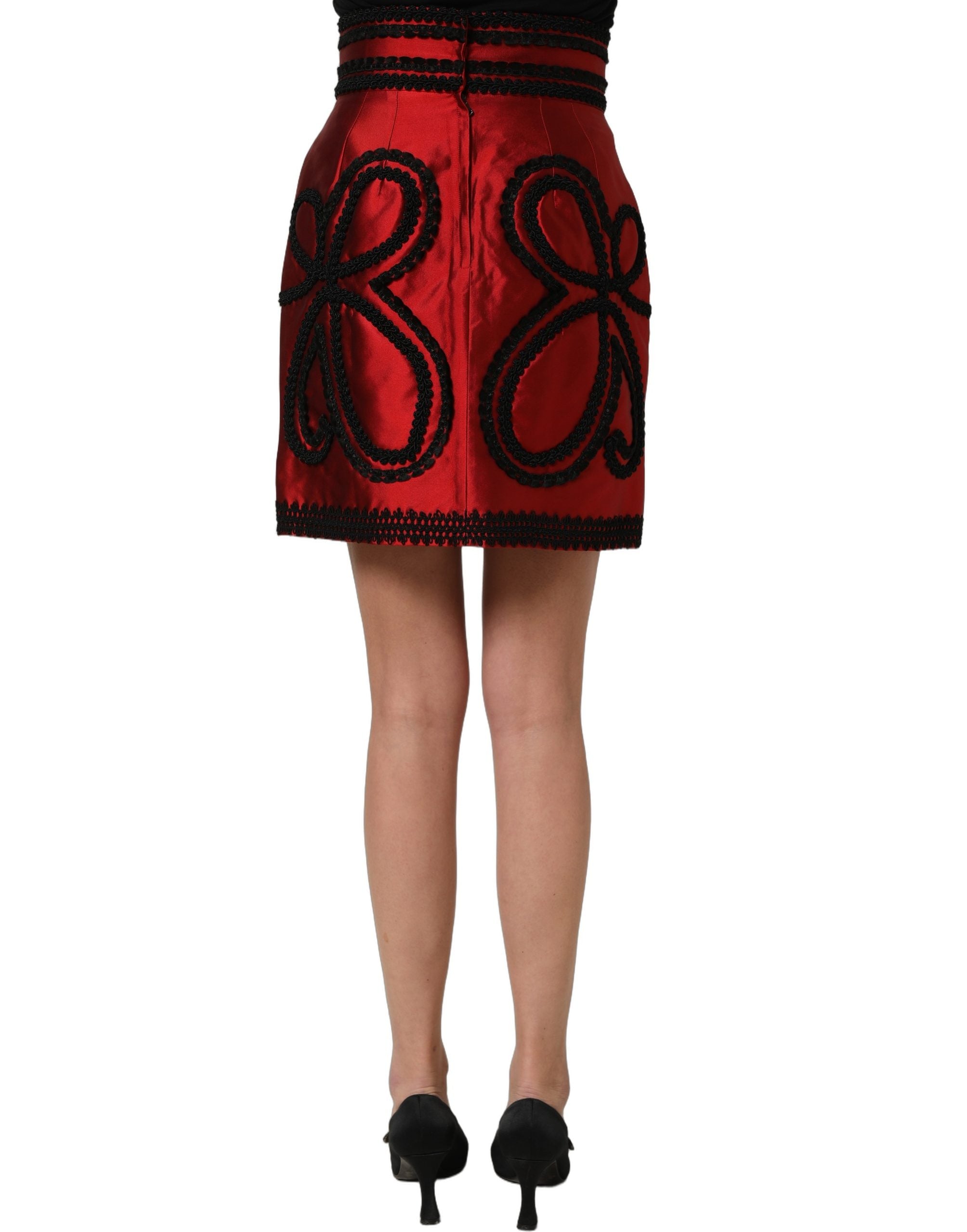 Dolce & Gabbana Dolce & Gabbana Red Soutache Embroidery A-line Mini Women's Skirt