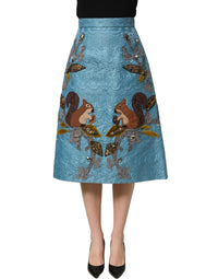 Dolce & Gabbana Dolce & Gabbana Blue Jacquard Embroidered A-line Midi Women's Skirt