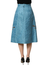 Dolce & Gabbana Dolce & Gabbana Blue Jacquard Embroidered A-line Midi Women's Skirt