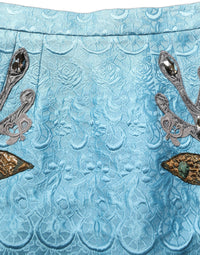 Dolce & Gabbana Dolce & Gabbana Blue Jacquard Embroidered A-line Midi Women's Skirt