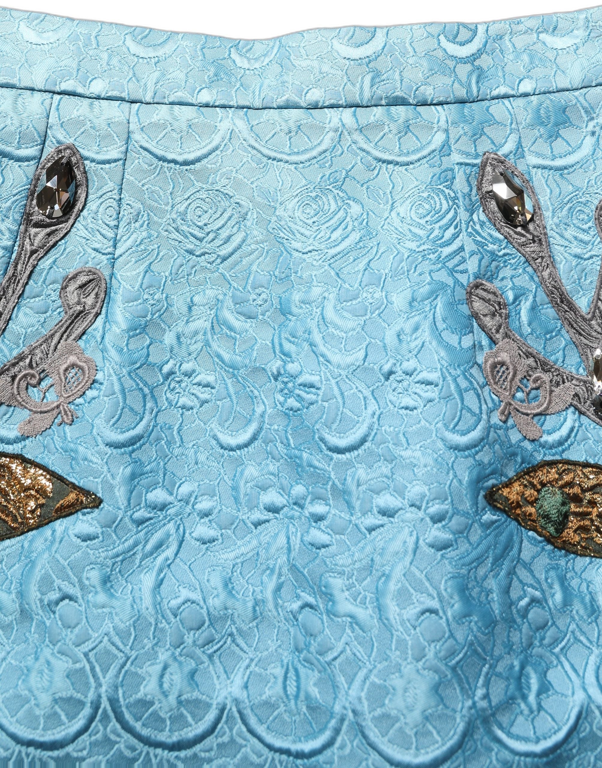 Dolce & Gabbana Dolce & Gabbana Blue Jacquard Embroidered A-line Midi Women's Skirt