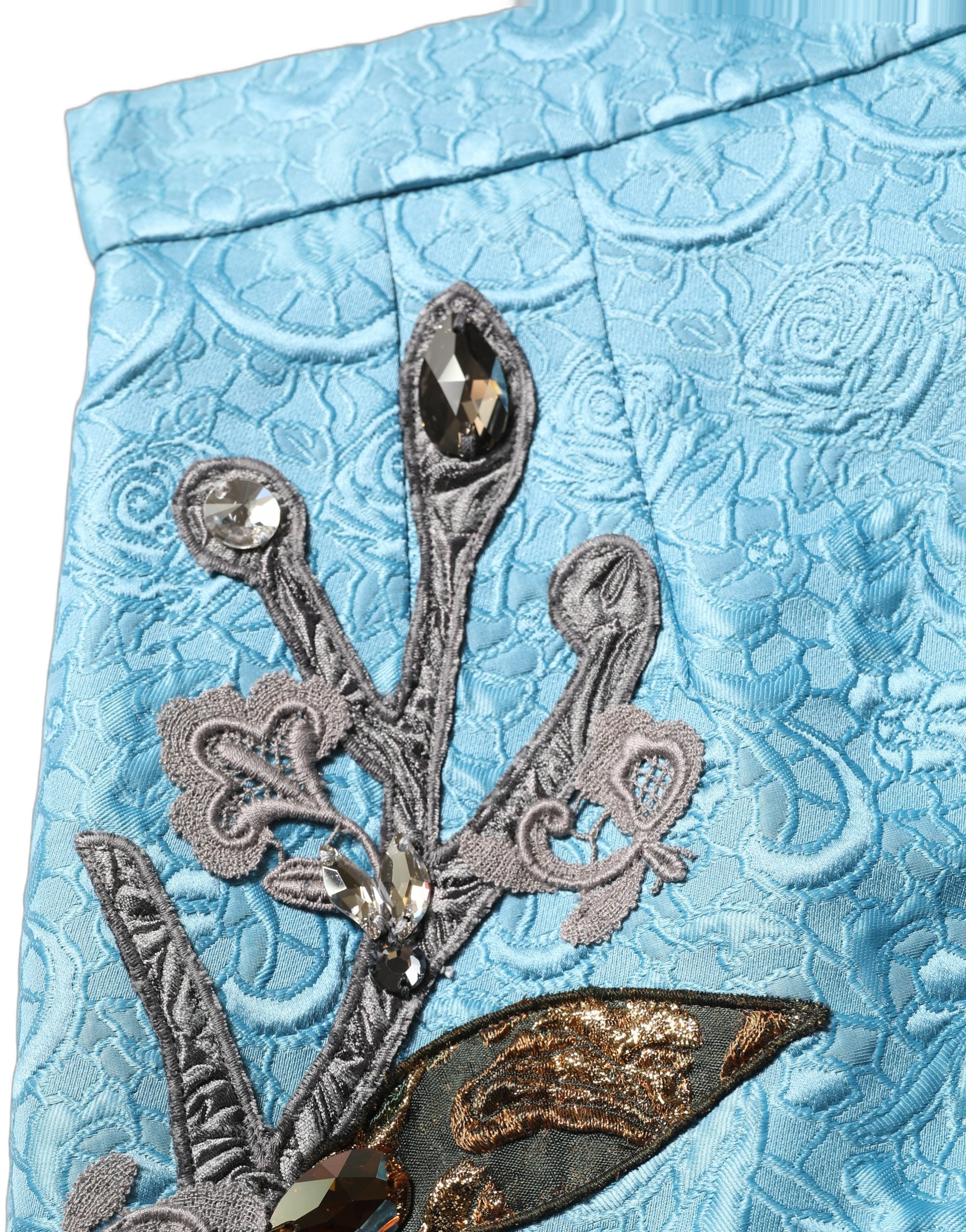 Dolce & Gabbana Dolce & Gabbana Blue Jacquard Embroidered A-line Midi Women's Skirt