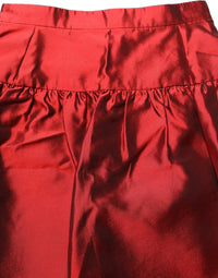 Dolce & Gabbana Red Silk Satin Bubble High Waist Mini Women's Skirt
