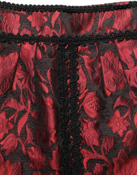 Dolce & Gabbana Red Black Floral Lace Jacquard Mini Women's Skirt