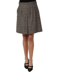 Dolce & Gabbana Brown Tweed High Waist A-line Mini Women's Skirt