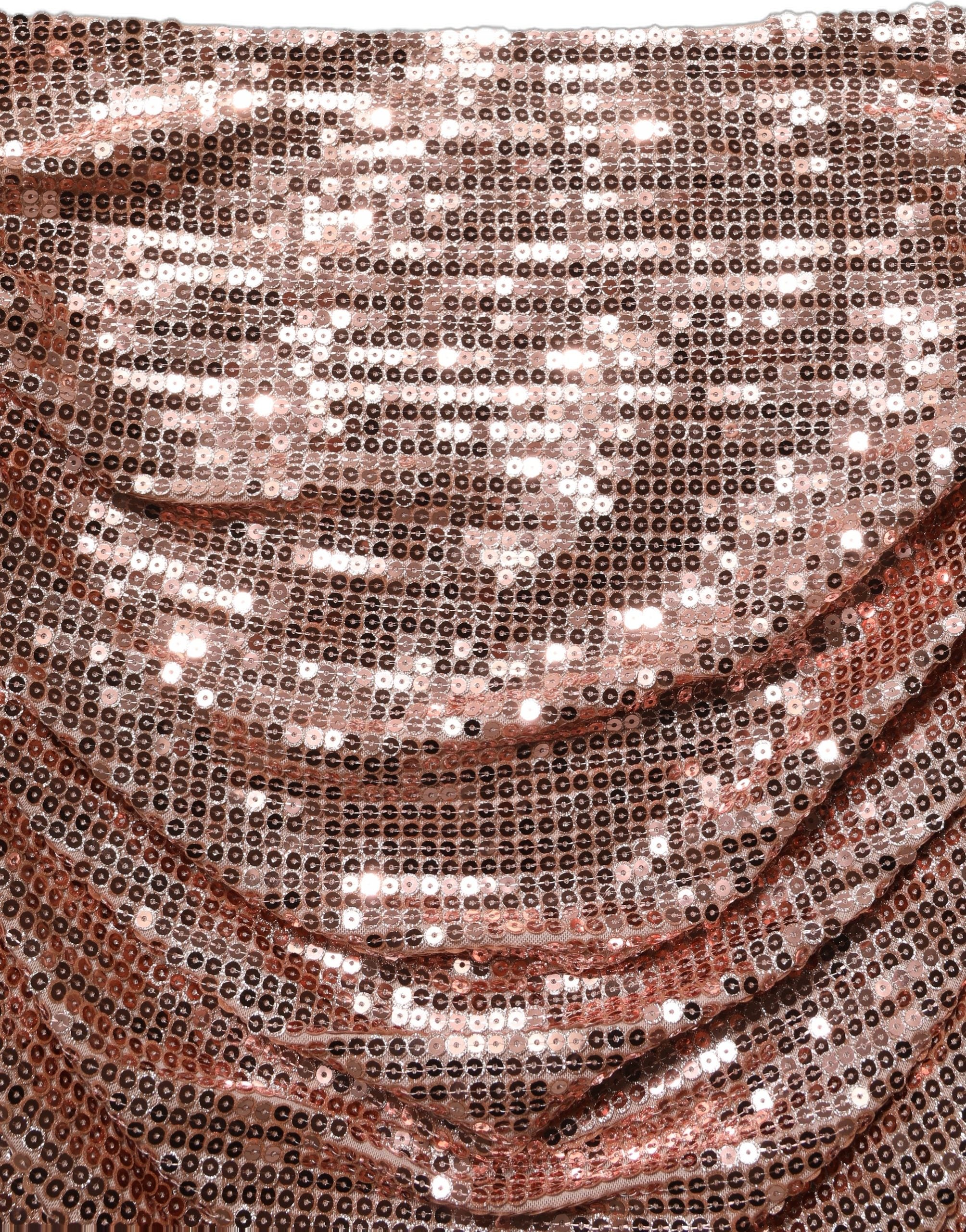 Dolce & Gabbana Dolce & Gabbana Rose Gold Sequin High Waist Ruched Maxi Women's Skirt