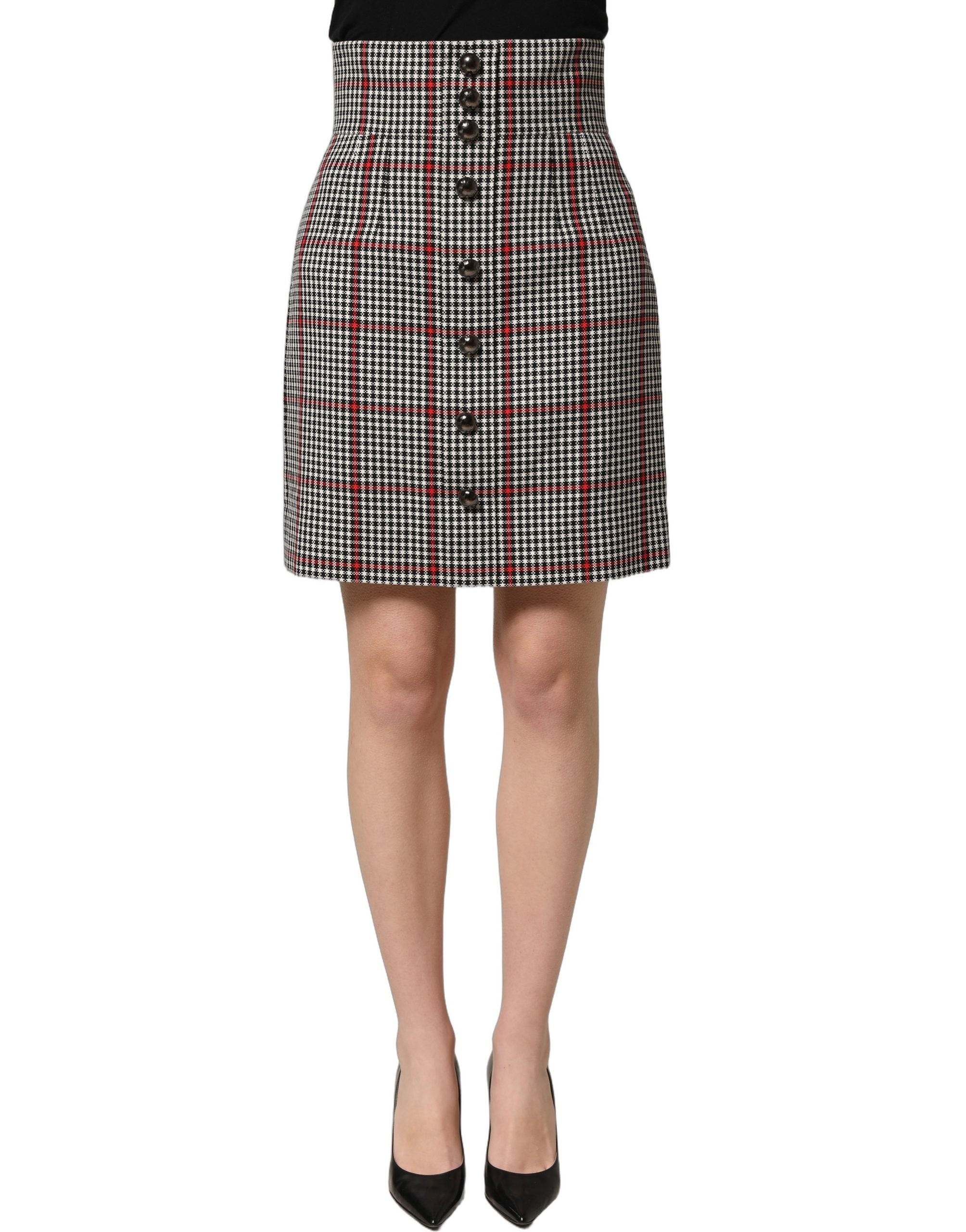 Dolce & Gabbana Dolce & Gabbana Gray Checkered High Waist A-line Mini Women's Skirt