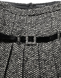 Dolce & Gabbana Dolce & Gabbana Black White Tweed High Waist Pleated Women's Skirt