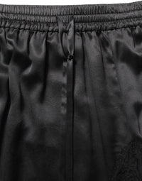 Dolce & Gabbana Black Lace Trimmed Satin Side Slit Women's Skirt