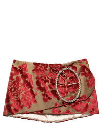 Dolce & Gabbana Maroon Floral Jacquard Rhinestone Mini Women's Skirt