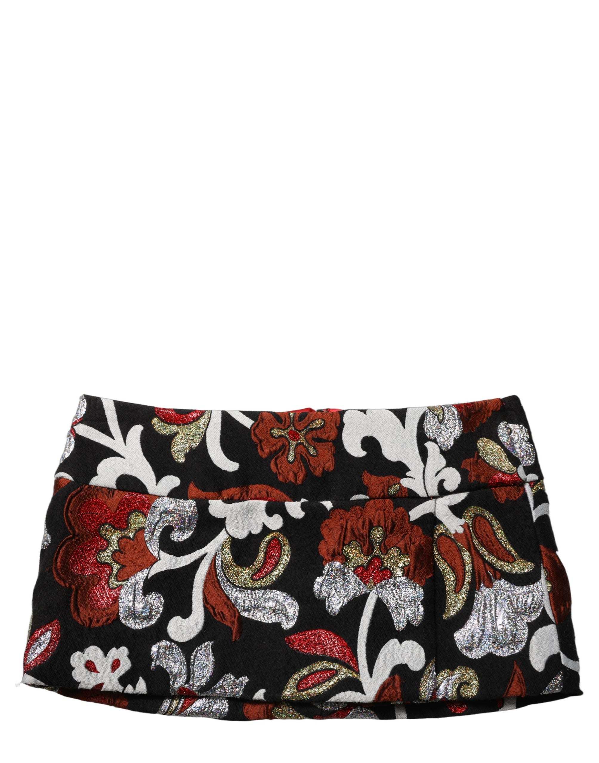 Dolce & Gabbana Dolce & Gabbana Black Floral Jacquard Mid Waist Mini Women's Skirt