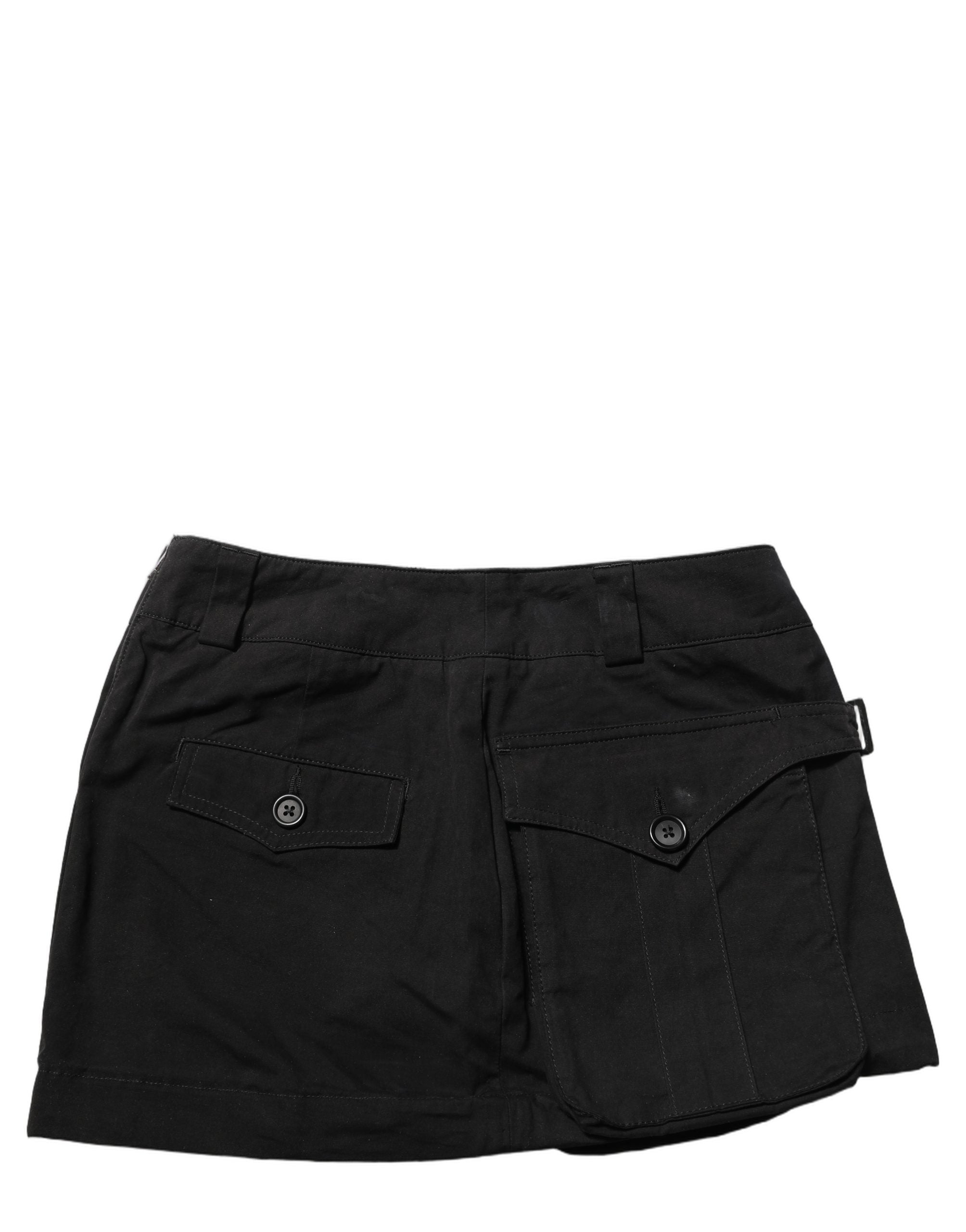 Dolce & Gabbana Dolce & Gabbana Black Cotton Mid Waist A-line Mini Women's Skirt