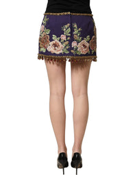 Dolce & Gabbana Dolce & Gabbana Purple Floral Embellsihed MidWaist Mini Women's Skirt