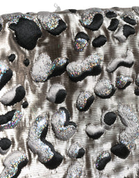Dolce & Gabbana Silver Leopard Jacquard Mid Waist Mini Women's Skirt