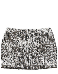 Dolce & Gabbana Silver Leopard Jacquard Mid Waist Mini Women's Skirt