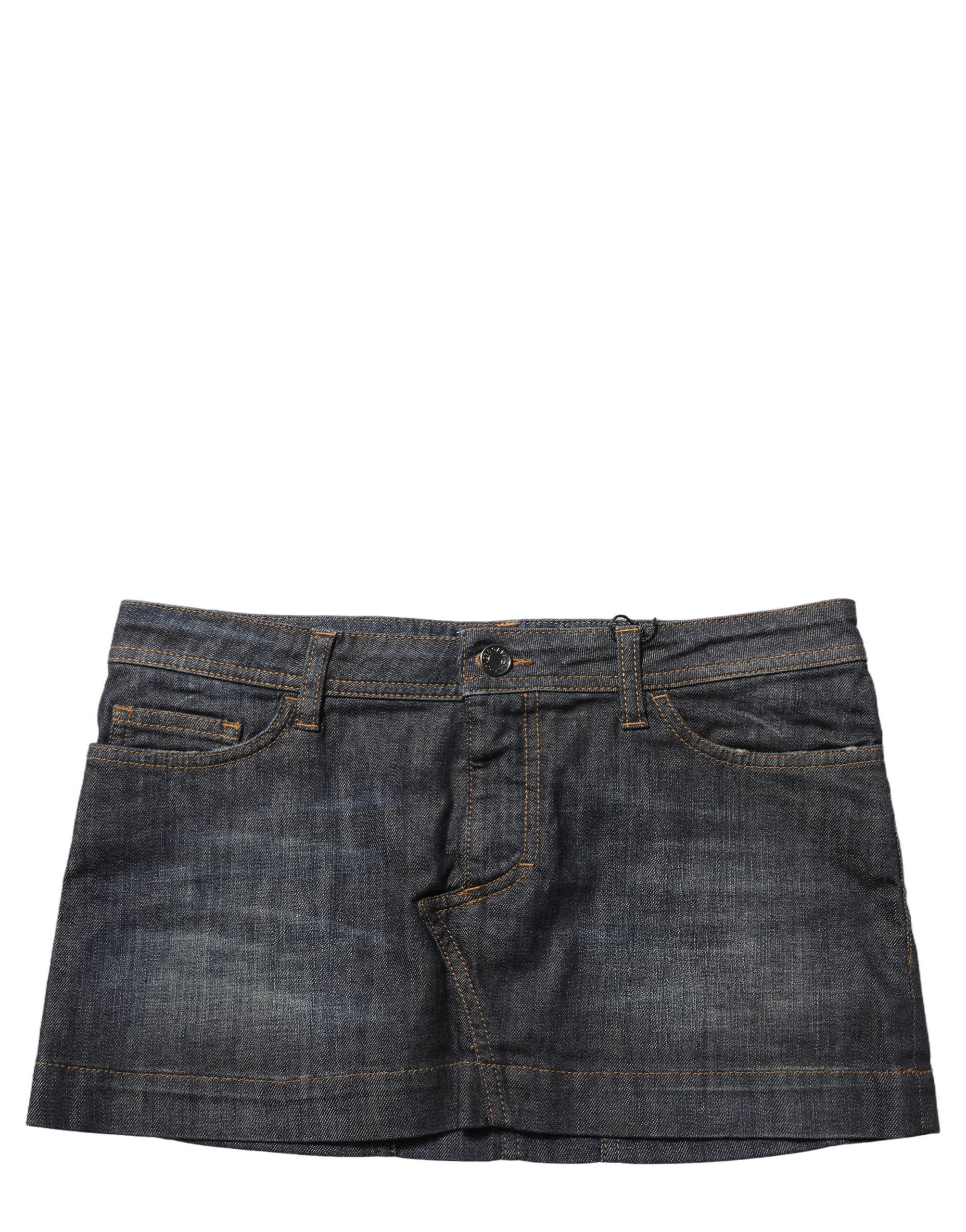 Dolce & Gabbana Black Cotton Spandex Low Waist Denim Mini Women's Skirt