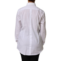 Dolce & Gabbana Dolce & Gabbana White Cotton Tuxedo Bib Long Sleeve Dress Women's Shirt