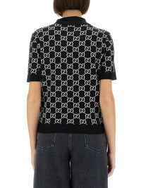 Gucci Women Gg Wool Jacquard Reversible Polo Shirt