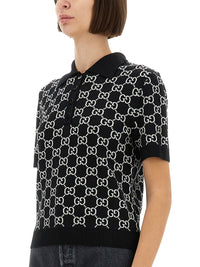 Gucci Women Gg Wool Jacquard Reversible Polo Shirt