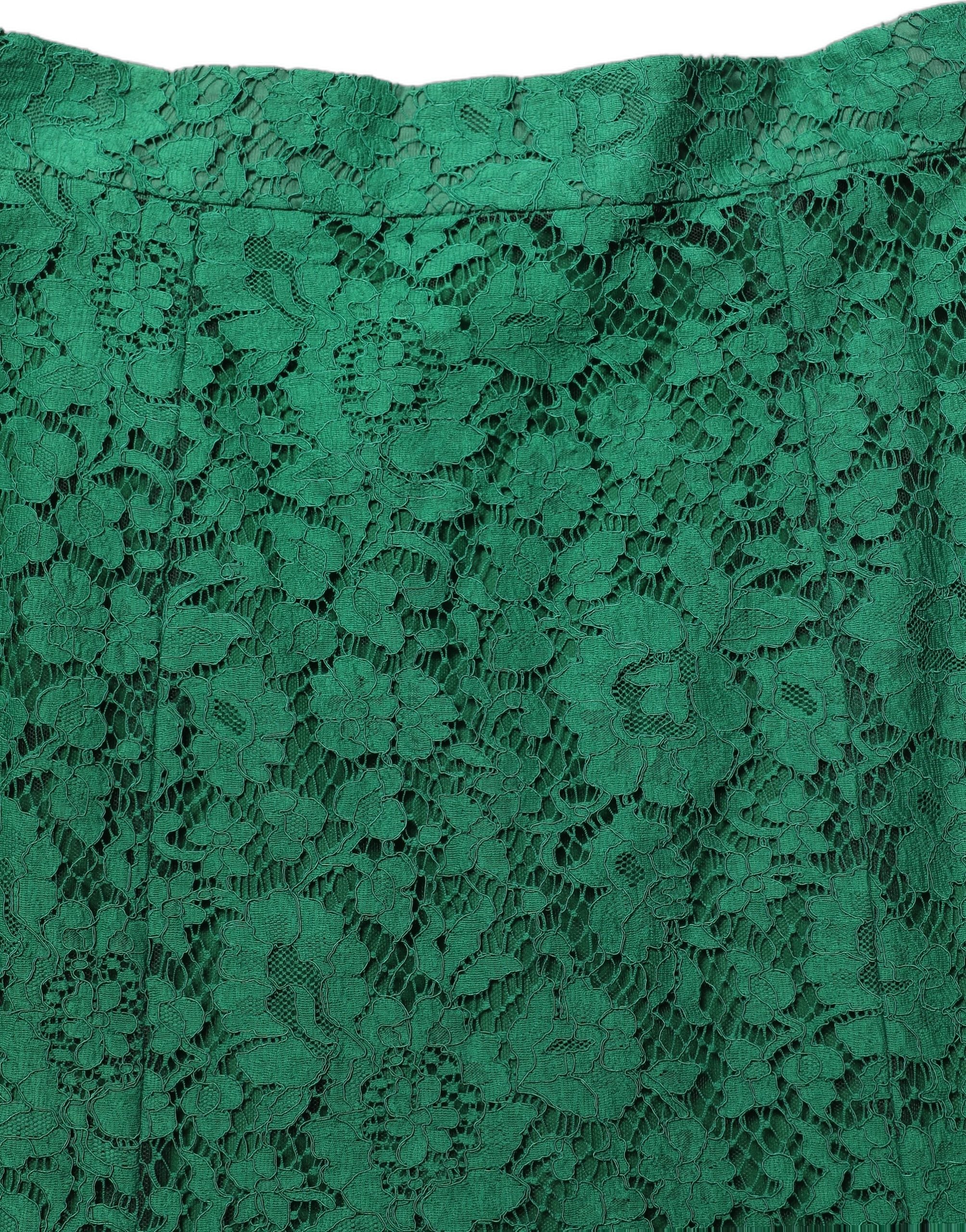 Dolce & Gabbana Dolce & Gabbana Green Lace High Waist Mermaid Midi Women's Skirt