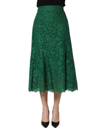 Dolce & Gabbana Dolce & Gabbana Green Lace High Waist Mermaid Midi Women's Skirt