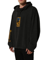 Dolce & Gabbana Dolce & Gabbana Black Cotton Logo Hooded Oversize Men's Sweater