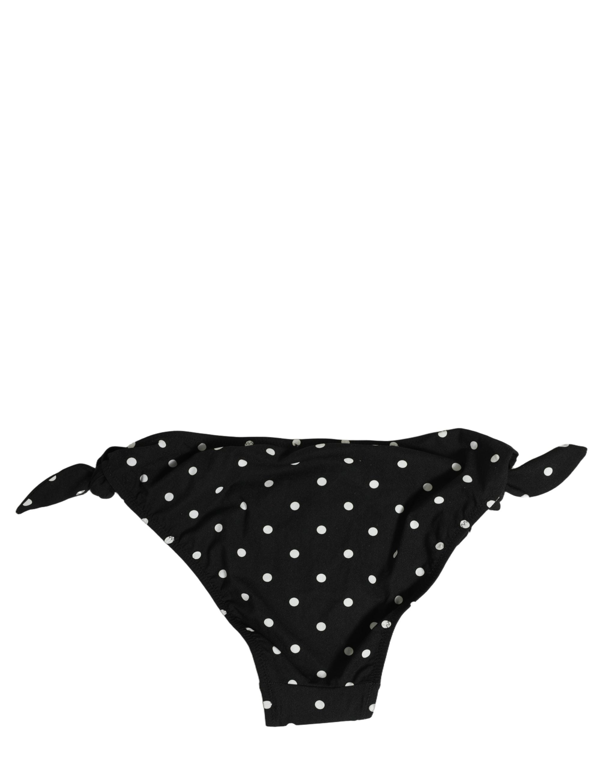 Dolce & Gabbana Black Polka Dot Swimwear Beachwear Bottom Women's Bikini