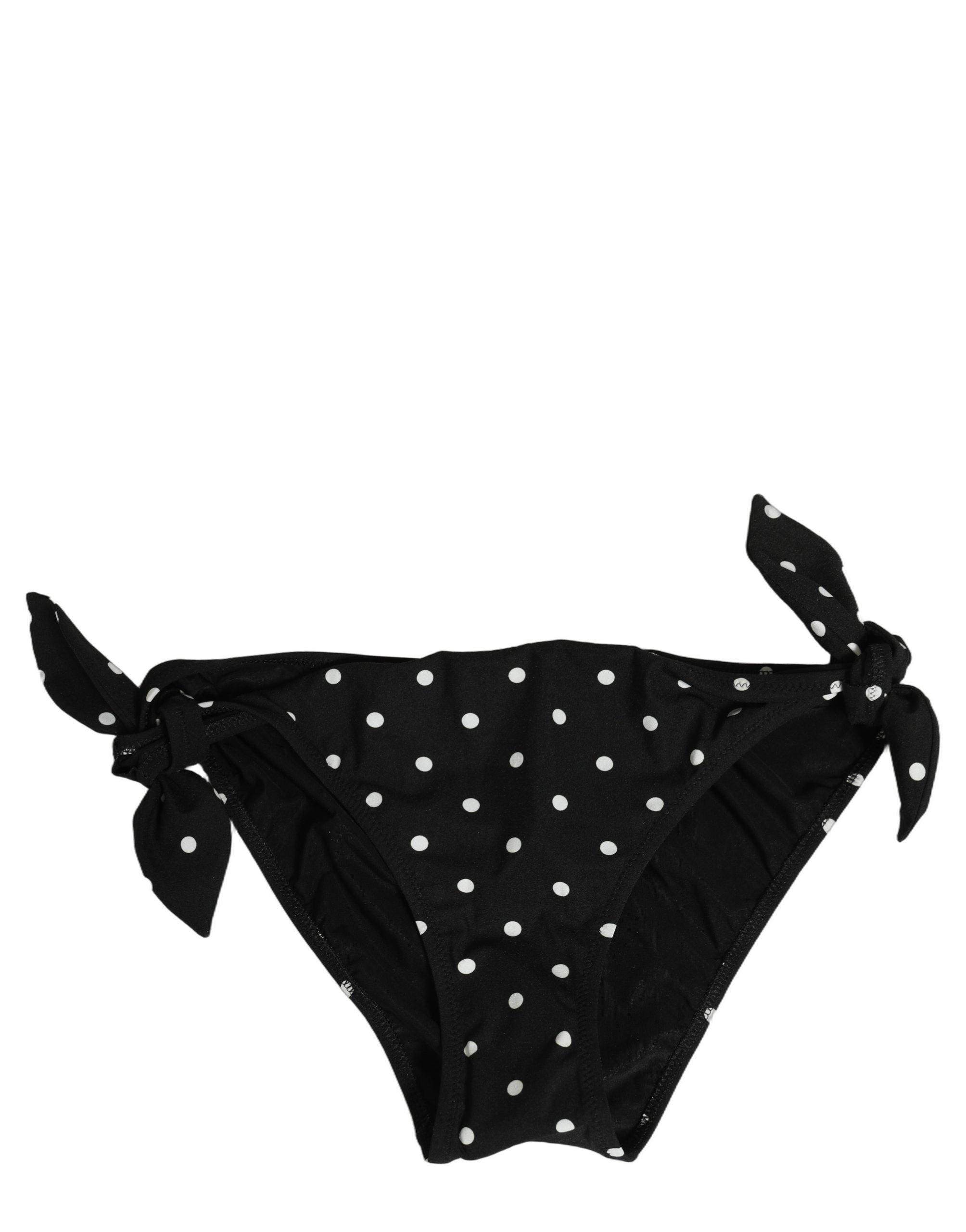 Dolce & Gabbana Black Polka Dot Swimwear Beachwear Bottom Women's Bikini