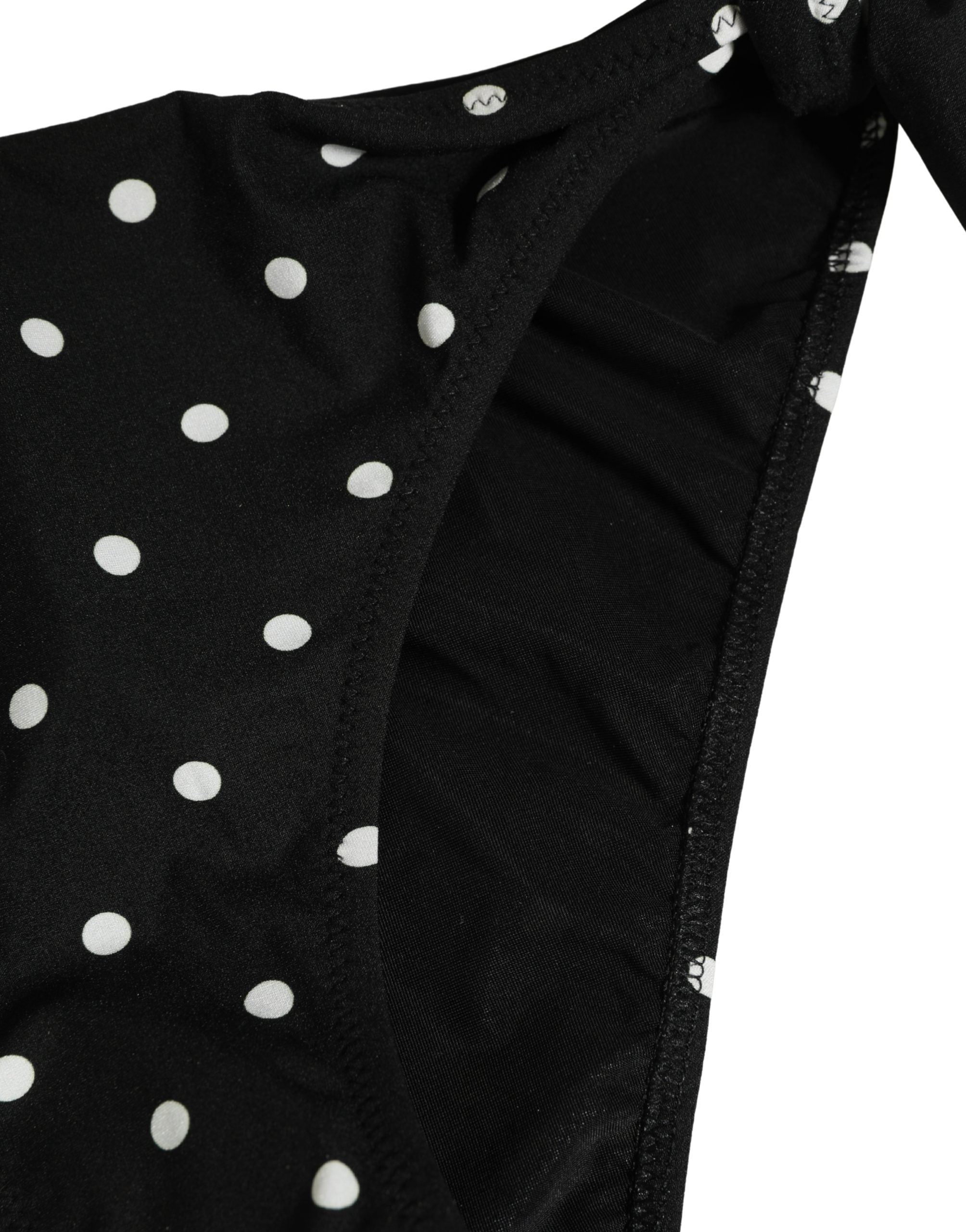 Dolce & Gabbana Black Polka Dot Swimwear Beachwear Bottom Women's Bikini