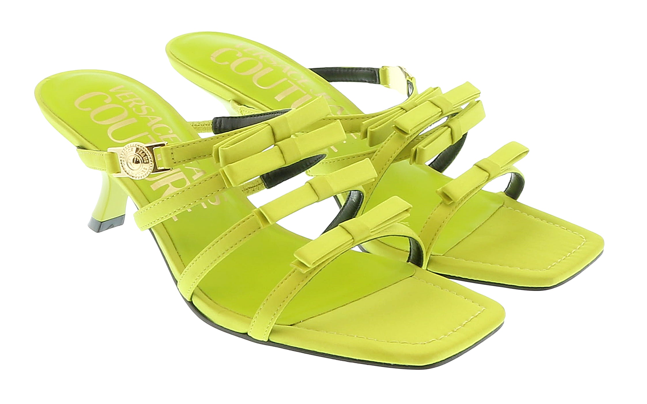 Versace Jeans Couture Stappy Mid Heel Bow Sandals-