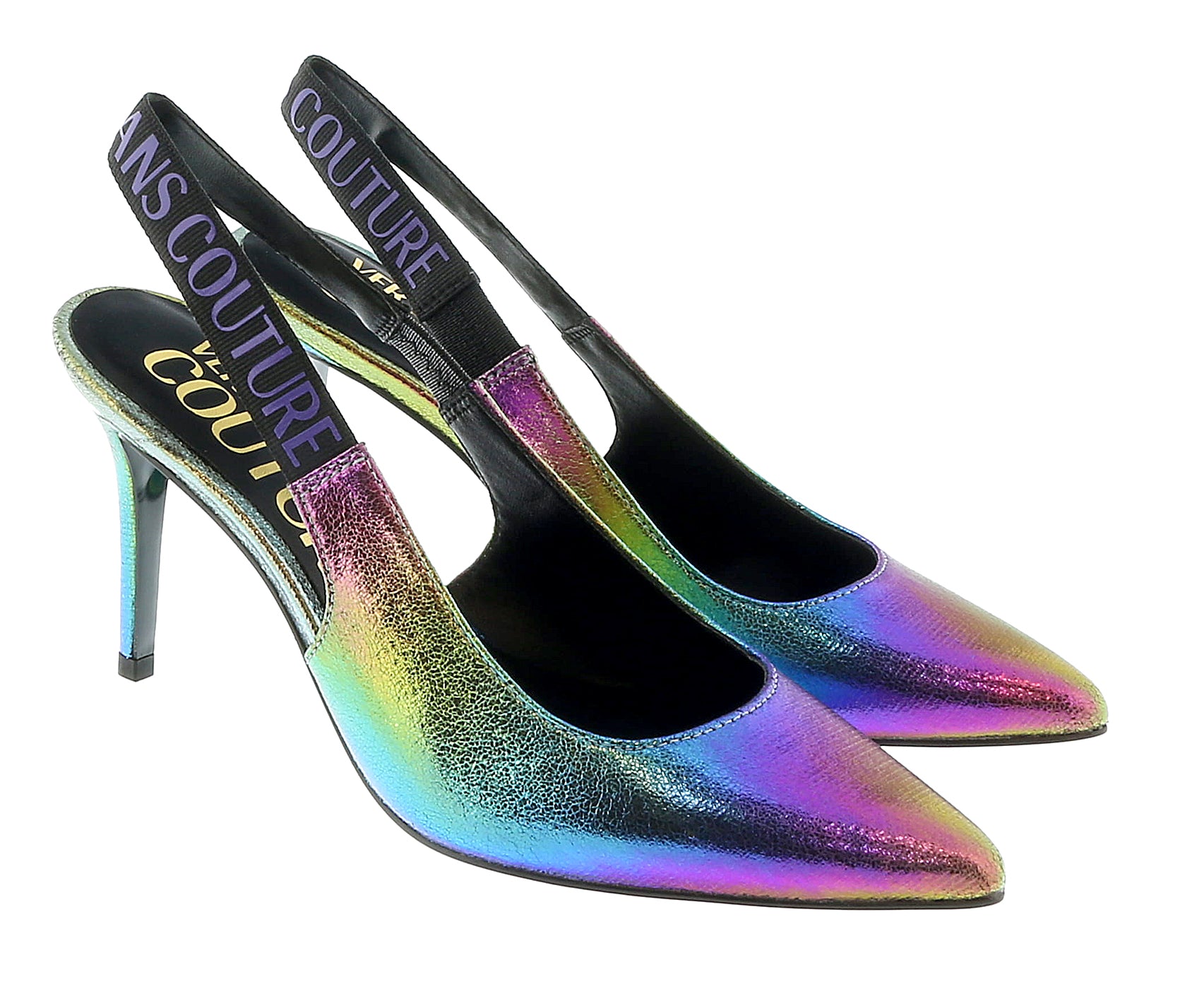 Versace Jeans Couture Technicolor Print High Heel Slingbacks-