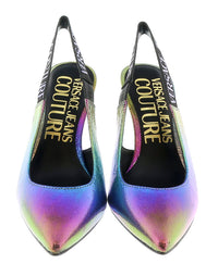 Versace Jeans Couture Technicolor Print High Heel Slingbacks-