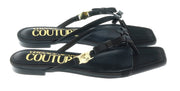 Versace Jeans Couture Black Bow Fashion Flip Flop Sandals-