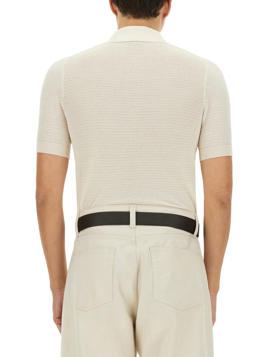 Tom Ford Men Cotton And Silk Polo Shirt