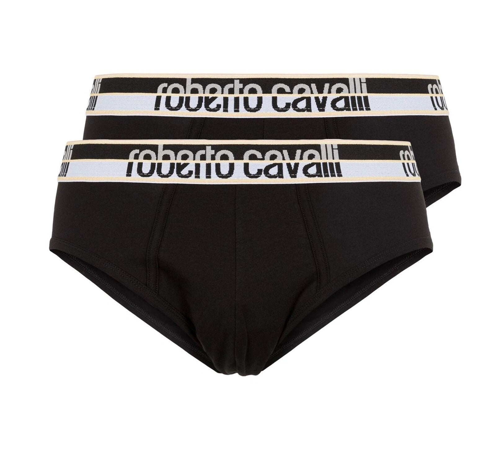 Roberto Cavalli Black Cotton Jersey Stretch Brief Slip-2-Pack-