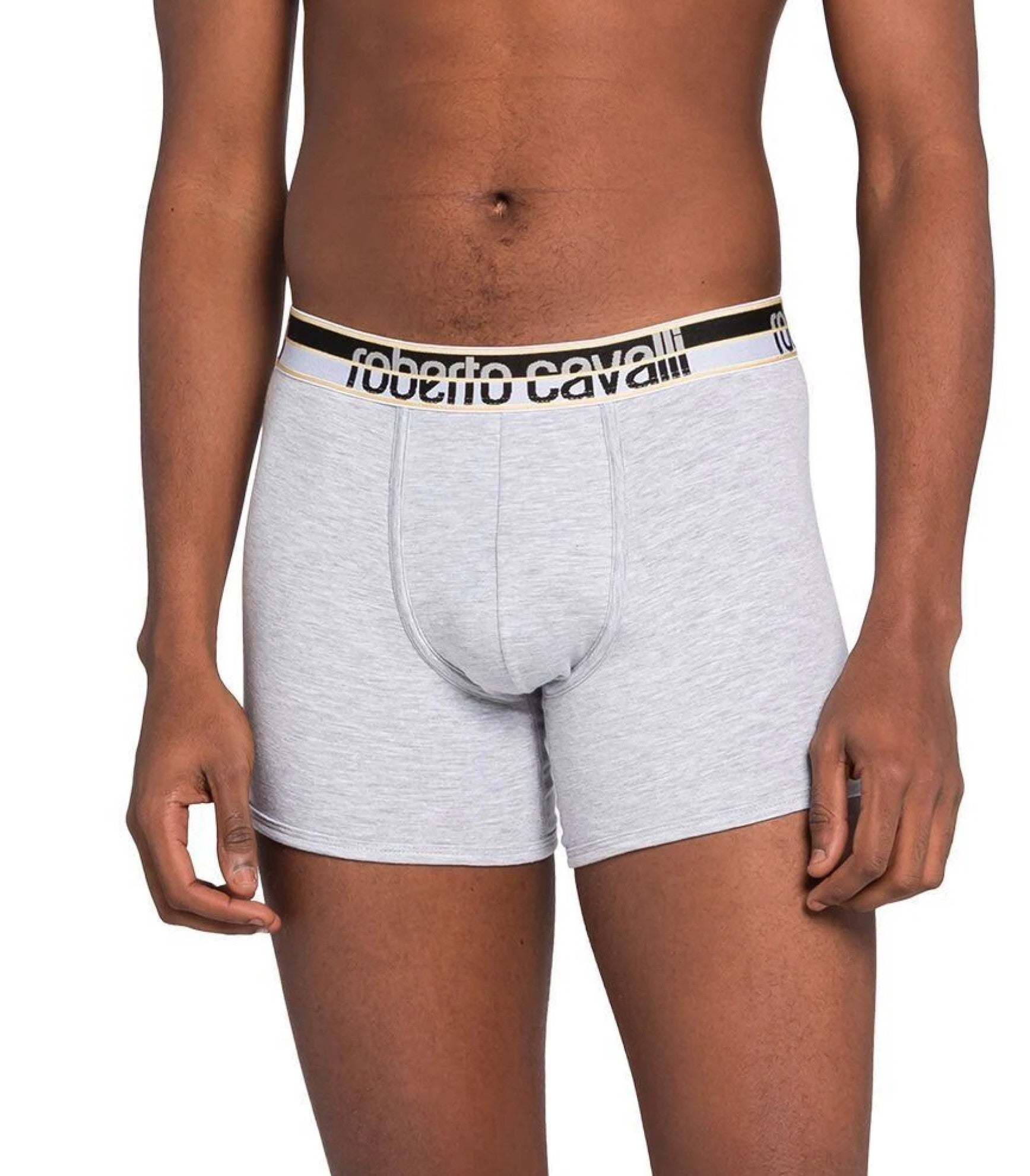 Roberto Cavalli Grey Melange Cotton Jersey Stretch Boxer Brief-2-Pack-