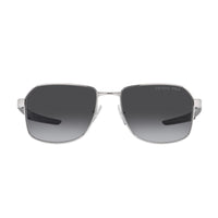 Prada Sport Sunglasses Rectangle Full Rim, Silver Frame and Grey Gradient Polarized Lens PS54WS1BC06G