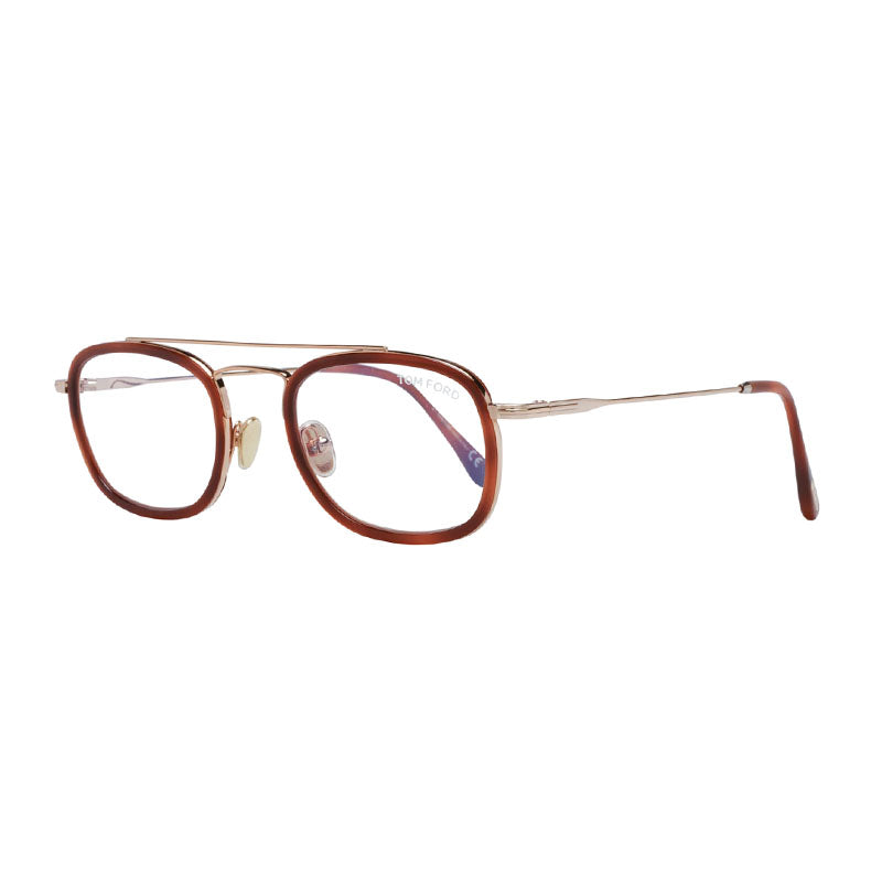 Tom Ford Tom Ford Eyeglasses Square Full Rim, Havana Frame and Clear Blue Light Block Lens FT5677-B053