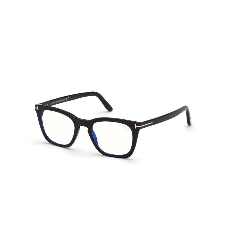 Tom Ford Tom Ford Eyeglasses Square Full Rim, Shiny Black Frame and Blue-Light Block lens Lens FT5736-B001