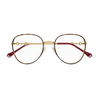Gucci Gucci Eyeglasses Square Full Rim, Havana/Gold Frame and Clear Demo Lenses Lens GG0880O002