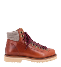 Brunello Cucinelli Smooth Leather Lace-Up Hiking Boots with Felt Collar